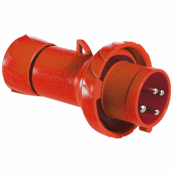 Mureva - fiche industrielle - basse tension - droit - 16A - 3P+T - 380...415 V - 50/60 Hz - IEC 60309-1 et 2 - connexion rapide - Diam. câbles : 8 à 15mm - IP67 - IK08 - 850°C - gris ( RAL 7035 ) - rouge - visuel 1