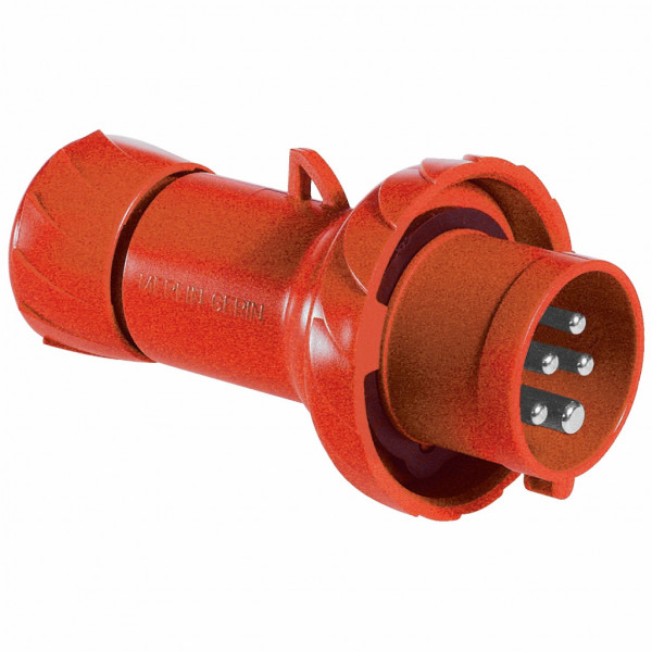 Mureva - fiche industrielle - basse tension - droit - 16A - 3P+N+T - 380...415 V - 50/60 Hz - IEC 60309-1 et 2 - connexion rapide - Diam. câbles : 8 à 15mm - IP67 - IK08 - 850°C - gris ( RAL 7035 ) - rouge - visuel 2