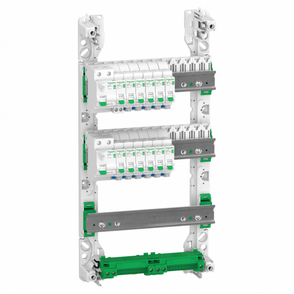 Resi9 - Resi9 - tableau standard logement type T3 T4, 3 rangées, technologie XE - H500mmxL252mmxP108mm - blanc (RAL 9003) - IP30 - 13 modules de 18mm (3 rangées) - compatibilité : Resi9 XE ID, Resi9 XE DM - installation saillie - visuel 1