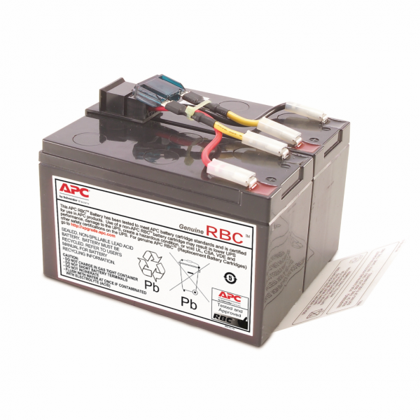 Cartouche de batterie de rechange APC RBC48 certifiée d'origine testée et certifiée quant à sa compatibilité et sa capacité à respecter les performances des onduleurs Schneider. Inclut: connecteurs, guide de recyclage, guide d'installation - visuel 2