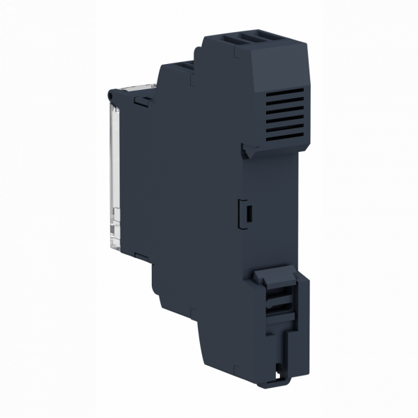 Harmony control - relais de contrôle de la tension - sur ou sous tension 20..80 V AC DC - RM17UBE - largeur : 17,5mm - IP20 (bornes), IP30 (gaine) - 1250 VA - temporisation : réglable 0,1…10 s, +/-10 % lors du dépassement du seuil - visuel 2