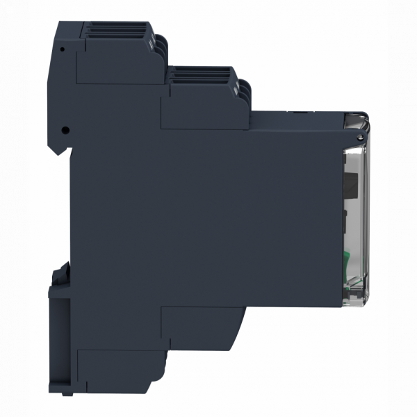 Harmony control RM22 - relais contrôle de niveau - 1OF - 24 à 240Vca/cc - largeur : 22,5mm - IP20 (bornier), IP40 (enveloppe), IP50 (face avant) - capacité de commutation : 2000 VA - sans temporisation - visuel 3