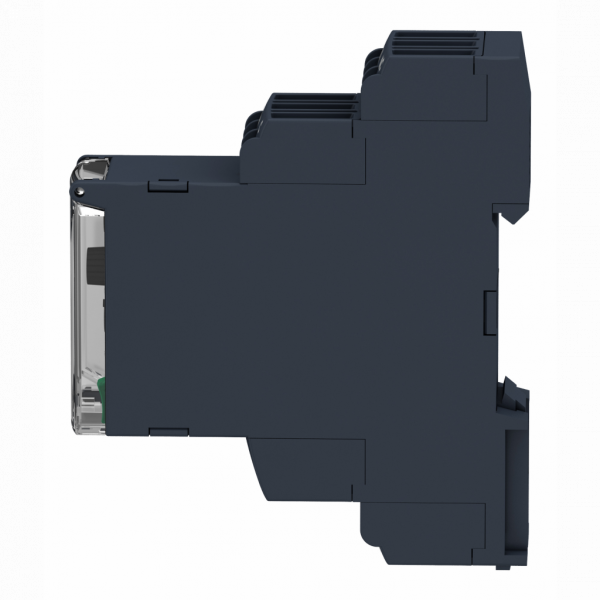 Harmony control RM22 - relais contrôle de niveau - 1OF - 24 à 240Vca/cc - largeur : 22,5mm - IP20 (bornier), IP40 (enveloppe), IP50 (face avant) - capacité de commutation : 2000 VA - sans temporisation - visuel 4