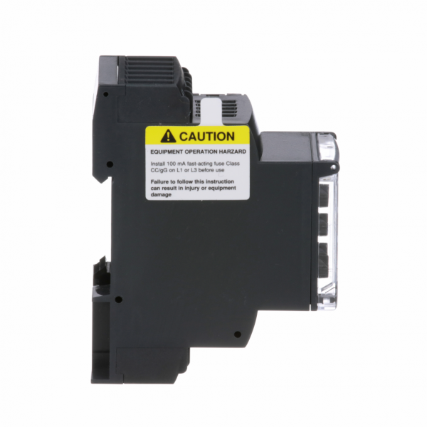 Harmony RM35-T - relais de contrôle de phase multifonction - plage 194..528Vca - largeur : 35mm - 3 phases - IP20 (bornes), IP30 (gaine) - capacité de commutation : 1250 VA - temporisation : réglable - contacts : 2 O/F - visuel 4