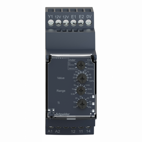 Harmony RM35-S - relais de contrôle de vitesse - 24..240Vca/cc - largeur : 35mm - IP20 (bornes), IP30 (gaine) - capacité de commutation : 1250 VA - temporisation : réglable 0,6…60 s au moment de l'alimentation retard - visuel 1
