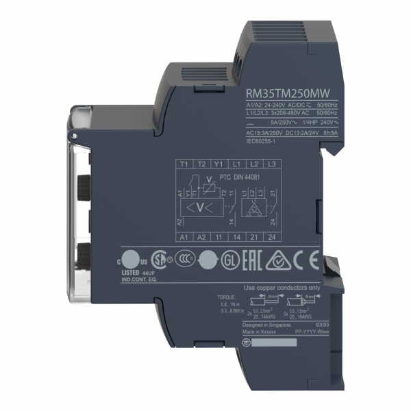 Harmony RM35-S - relais de contrôle de vitesse - 24..240Vca/cc - largeur : 35mm - IP20 (bornes), IP30 (gaine) - capacité de commutation : 1250 VA - temporisation : réglable 0,6…60 s au moment de l'alimentation retard - visuel 4