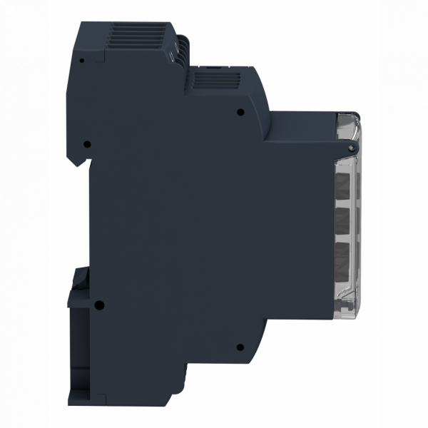 Harmony RM35-U - relais de contrôle de tension - plage 194..528Vca - largeur : 35mm - IP20 (bornes), IP30 (gaine) - 1250 VA - temporisation : réglable 0,3…30 s, +/-10 % lors du dépassement du seuil - visuel 3