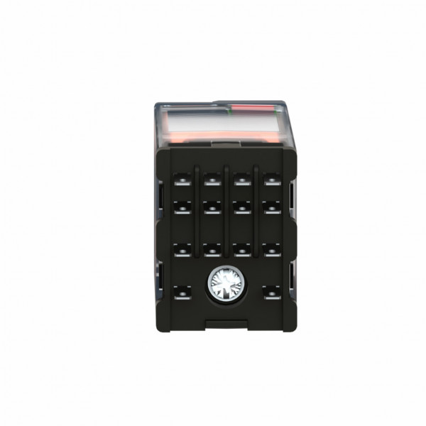 Harmony Relay RXG - relais miniature électromécanique - broches plates type Faston - embrochable - visu mécanique - avec bouton test - avec DEL - 4OF - 12A - 24VAC - visuel 2