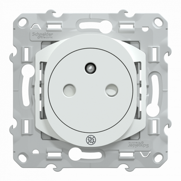 Ovalis - prise de courant affleurante - 2P+T - Antibactérien - fixation par vis uniquement - Raccordement : 1 x 1,5…2 x 4 mm² souple / rigide / multibrin - bornes automatiques - 16 A - 250 VCA 50 Hz - IK04 IP21D - NF - protection peinture - visuel 1