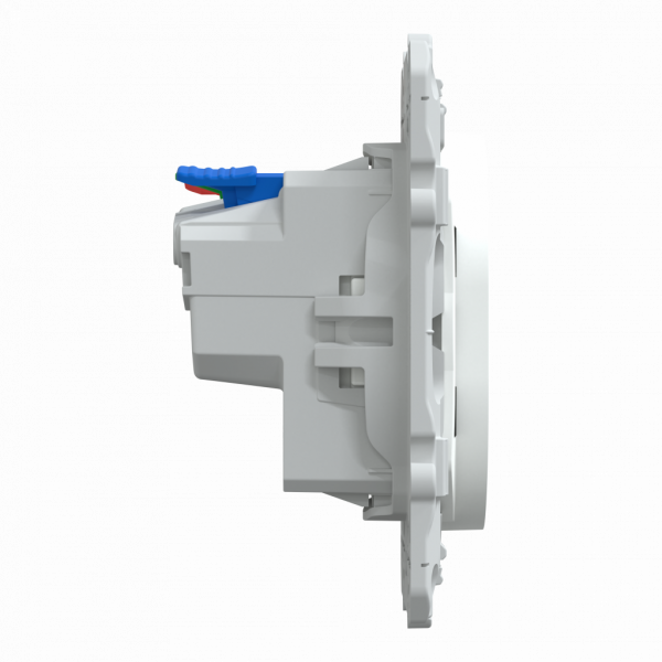 Ovalis - prise de courant affleurante - 2P+T - Blanc - fixation par vis uniquement - Raccordement : 1 x 1,5‚Ä¶2 x 4 mm¬? souple / rigide / multibrin - bornes automatiques - 16 A - 250 VCA 50 Hz - IK04 IP21D  - protection peinture - NF - visuel 4