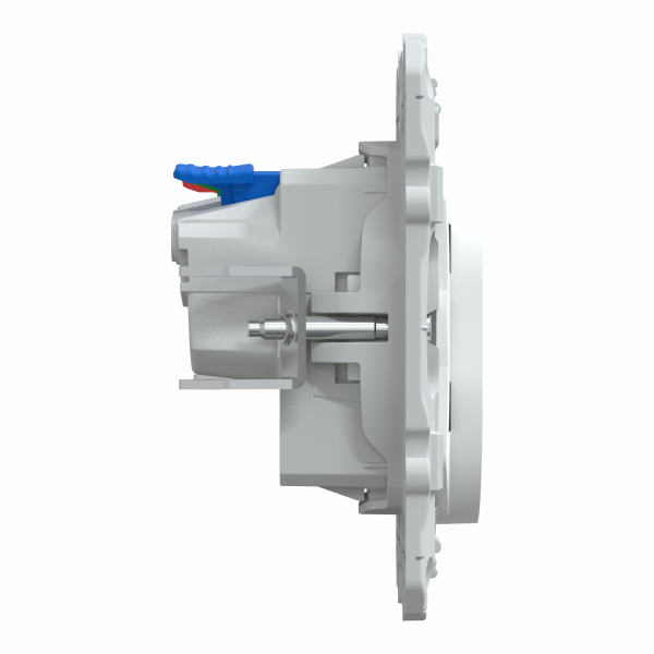 Ovalis - prise de courant affleurante - 2P+T - Blanc - fixation par vis + griffes montées - Raccordement : 1 x 1,5…2 x 4 mm² souple / rigide / multibrin - bornes automatiques - 16 A - 250 VCA 50 Hz - IK04 IP21D -  NF - protection peinture - visuel 4