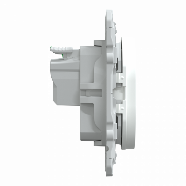 Ovalis - prise de courant à puits - 2P+T - Blanc - fixation par vis - griffes en option - Raccordement : 1 x 1,5…2 x 4 mm² souple / rigide / multibrin - bornes automatiques - 16 A - 250 VCA 50 Hz - IK04 IP21D  - protection peinture - NF - visuel 4
