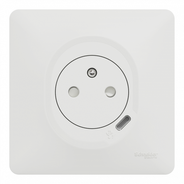 Ovalis - 2P+T affleurante avec USB-C puissance 10.5W en 1 poste - blanc - livré avec sa plaque blanc - fixation vis - Raccordement : 1 x 1,5…2 x 4 mm² souple/rigide/multibrin - auto - 16 A - 250 VCA 50 Hz - NF - IK04 IP21D - prot peinture - visuel 1