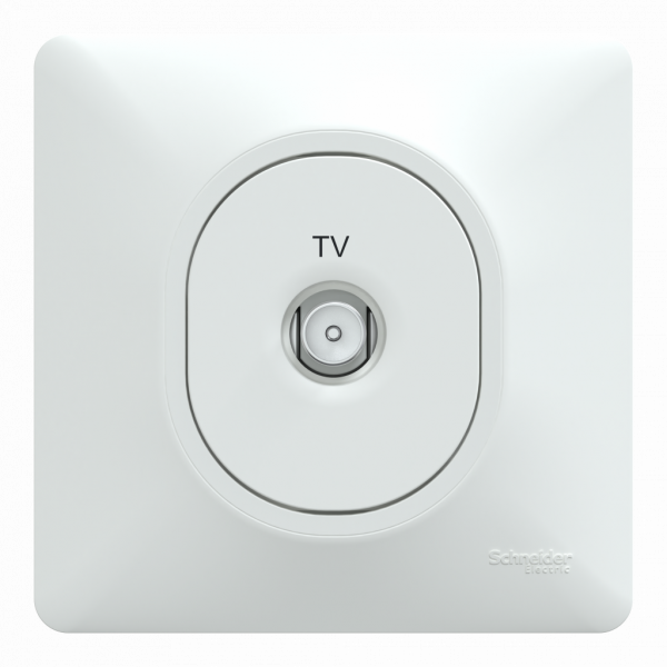 Ovalis - prise TV simple - griffes montées - Blanc - TV : mâle IEC 9.52 mm - IK04 - IP21 D - Produit complet avec une plaque de finition et griffes pour une facilité de montage en rénovation - visuel 1