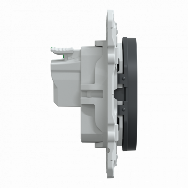 Ovalis - prise de courant à puits - 2P+T - Anthracite - fixation par vis - griffes en option - Raccordement : 1 x 1,5…2 x 4 mm² souple / rigide / multibrin - bornes automatiques - 16 A - 250 VCA 50 Hz - IK04 IP21D - protection peinture - NF - visuel 4