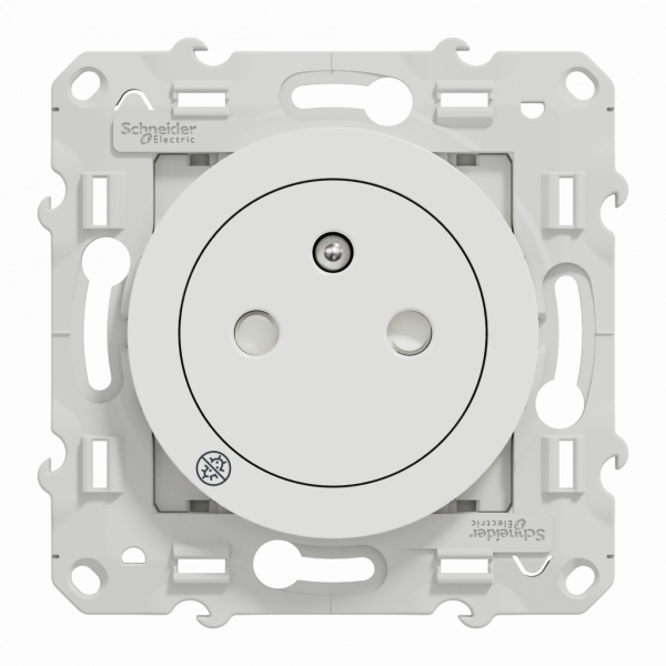 Odace - prise de courant - 2P+T - française - affleurante - Antibacterien - fixation par vis - Raccordement : 1 x 1,5…2 x 4 mm² souple / rigide / multibrin - bornes automatique - 16 A - 250VCA 50 Hz - NF - IK04 - IP21D - visuel 1
