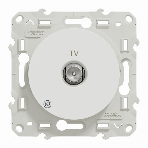 Odace - blindage TV simple - encastré - Antibacterien - TV : mâle IEC 9.52 mm - fixation par vis - livré avec cache de protection peinture - IK04 - IP21 D - sans halogène - visuel 1