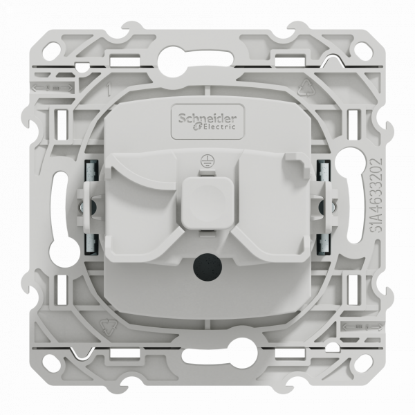 Odace - prise de courant - 2P+T - française - blanc recyclébrillant - fixation par vis - Raccordement : 1 x 1,5…2 x 2 -5 mm² souple | 1 x 1,5…2 x 4 mm² rigide / multibrin - bornes automatiques - 16 A - 250VCA 50 Hz - NF - IK04 - IP21D - visuel 3