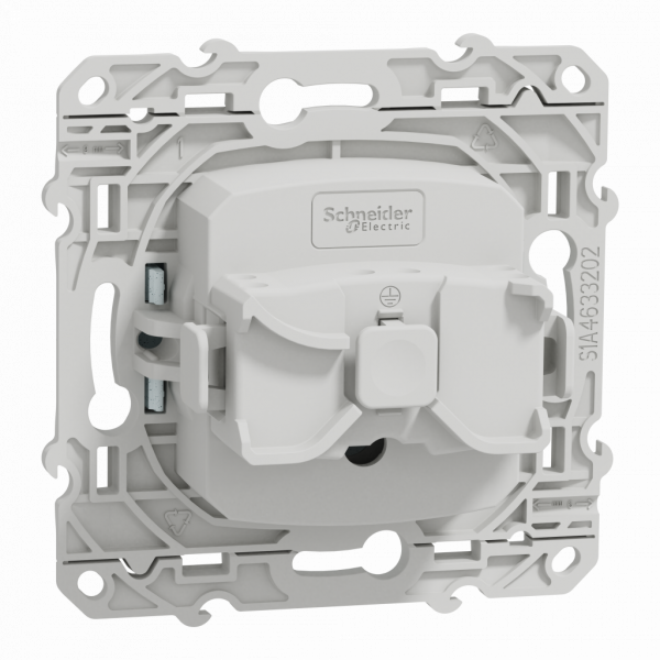 Odace - prise de courant - 2P+T - française - blanc recyclébrillant - fixation par vis - Raccordement : 1 x 1,5…2 x 2 -5 mm² souple | 1 x 1,5…2 x 4 mm² rigide / multibrin - bornes automatiques - 16 A - 250VCA 50 Hz - NF - IK04 - IP21D - visuel 2