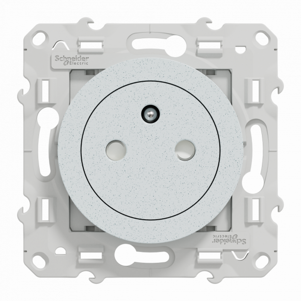 Odace - prise de courant affleurante - 2P+T - française - blanc recyclé brillant - fixation par vis - Raccordement : 1 x 1,5…2 x 4 mm² souple / rigide / multibrin - bornes automatiques - 16 A - 250VCA 50 Hz - NF - IK04 - IP21D - visuel 1