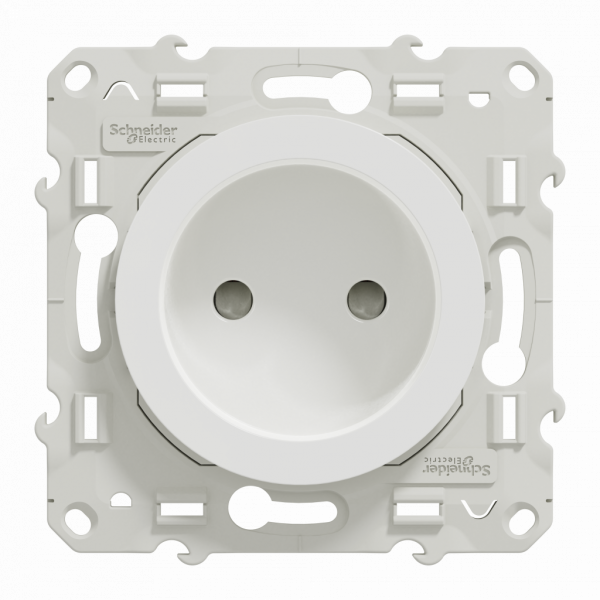 Odace - prise de courant - 2P - blanc RAL 9003 brillant - fixation par vis - Raccordement : 1 x 1,5 à 2 x 4 mm² souple / rigide / multibrin - bornes à vis - 16 A - 250VCA 50 Hz - NF - IK04 - IP21D - visuel 1