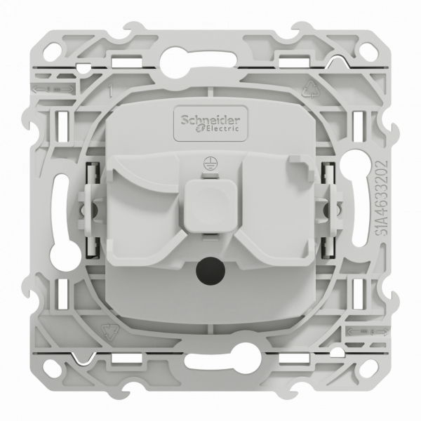 Odace - prise de courant - 2P+T - française - blanc RAL 9003 brillant - fixation par vis - Raccordement : 1 x 1,5…2 x 2 -5 mm² souple | 1 x 1,5…2 x 4 mm² rigide / multibrin - 3x4 bornes automatiques - 16 A - 250VCA 50 Hz - NF - IK04 - IP21D - visuel 3