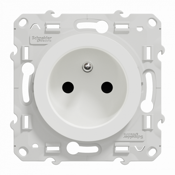 Odace - prise de courant - 2P+T - française - blanc RAL 9003 brillant - fixation par vis - Raccordement : 1 x 1,5…2 x 2 -5 mm² souple | 1 x 1,5…2 x 4 mm² rigide / multibrin - 3x4 bornes automatiques - 16 A - 250VCA 50 Hz - NF - IK04 - IP21D - visuel 1