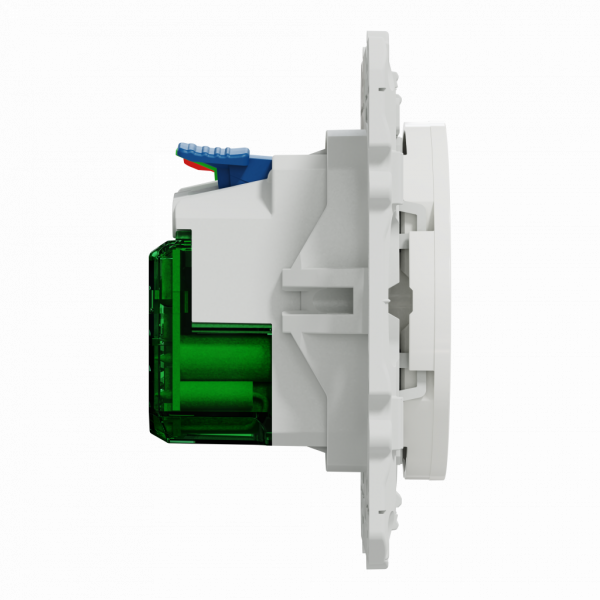 Odace - prise de courant affleurante - 2P+T - avec USB C puissance 10.5W en 1 poste - blanc  brillant - fixation par vis -  raccordement: 1 x 1,5 à 2 x 4 mm² souple / rigide / multibrin - 16 A - 250VCA 50 Hz - NF - IK04 - IP21D - visuel 4