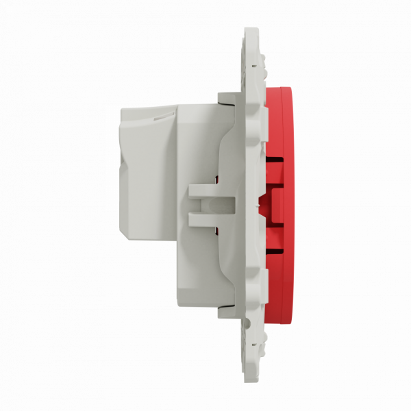 Odace - prise de courant - 2P+T - française - rouge brillant - détrompage et éclipses - fixation par vis - Raccordement : 1 x 1,5…2 x 4 mm² souple / rigide / multibrin - bornes à vis - 16 A - 250VCA 50 Hz - NF - IK04 - IP21D - visuel 4