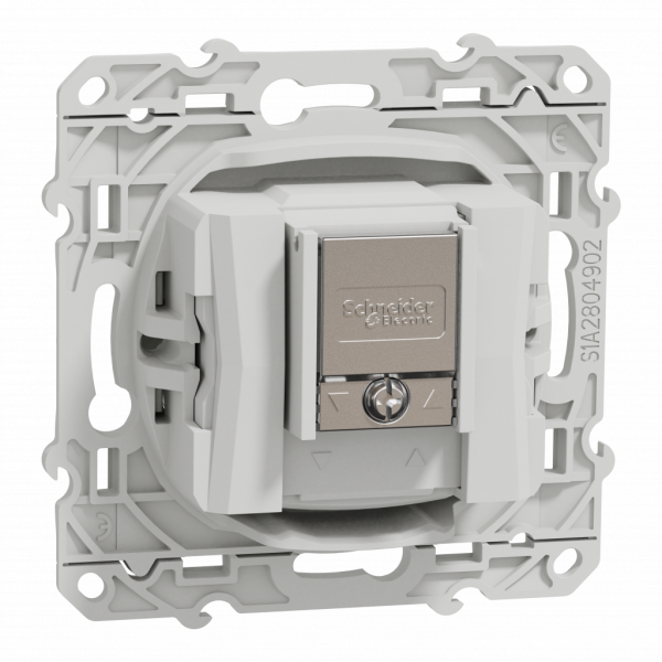 Odace - prise TV/FM - encastré - prise individuelle - blanc RAL9003 brillant - TV : mâle IEC 9.52 mm - FM : IEC femelle 9 -52 mm - fixation par vis - livré avec cache de protection peinture - IK04 - IP21 D - sans halogène - visuel 2