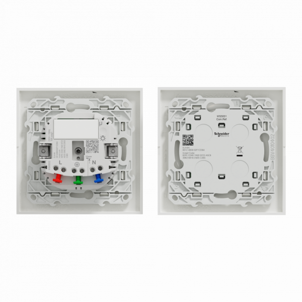 Wiser Odace - Kit commande sans fils et prise connectée zigbee 3.0 - 1P+T - H85mmxL85mmxP44mm - IP20 - signalisation locale - DEL (vert/rouge/orange) - profondeur d'encastrement : 31,55 mm - visuel 3