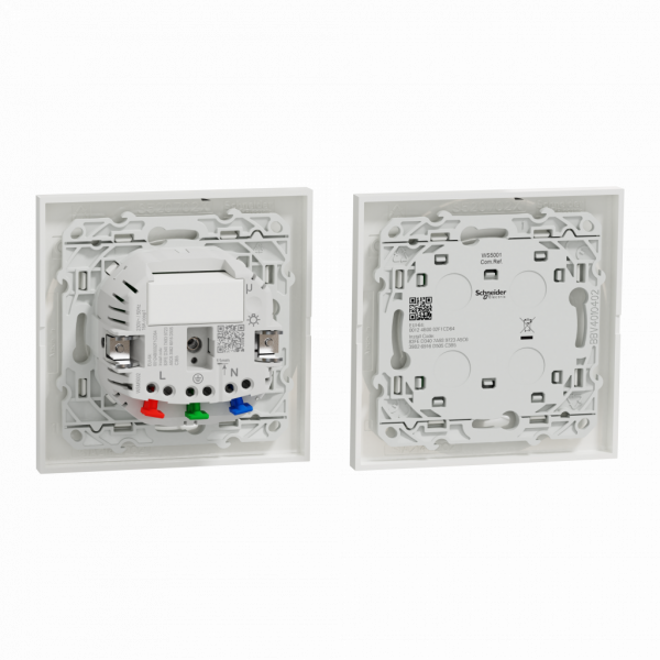 Wiser Odace - Kit commande sans fils et prise connectée zigbee 3.0 - 1P+T - H85mmxL85mmxP44mm - IP20 - signalisation locale - DEL (vert/rouge/orange) - profondeur d'encastrement : 31,55 mm - visuel 2