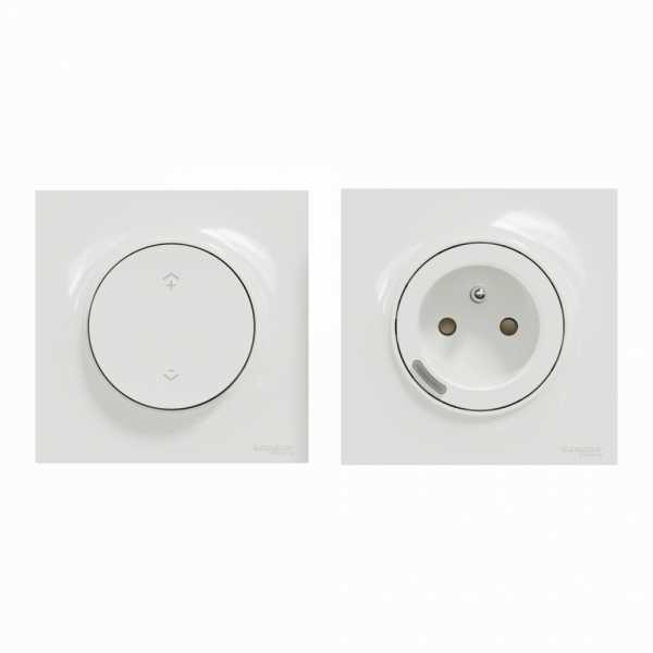 Wiser Odace - Kit commande sans fils et prise connectée zigbee 3.0 - 1P+T - H85mmxL85mmxP44mm - IP20 - signalisation locale - DEL (vert/rouge/orange) - profondeur d'encastrement : 31,55 mm - visuel 1