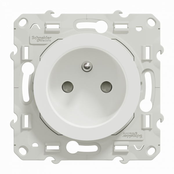 Odace - lot de 40 prises S520059 - 2P+T - française - blanc RAL 9003 brillant - fixation avec griffes ou par vis - Raccordement : 1 x 1,5 à 2 x 4 mm² souple/rigide/multibrin - bornes automatiques - 16 A - 250VCA 50 Hz - NF - IK04 - IP21D - visuel 1