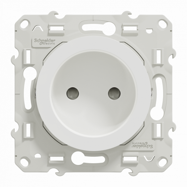 Odace - prise de courant - 2P - blanc RAL 9003 brillant - fixation par vis - Raccordement : 1 x 1,5 à 2 x 4 mm² souple / rigide / multibrin - bornes à vis - 16 A - 250VCA 50 Hz - NF - IK04 - IP21D - visuel 1