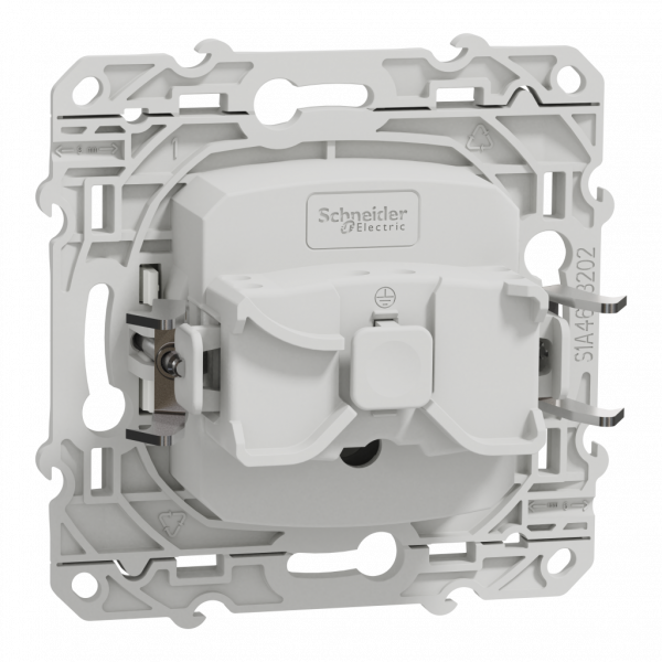 Odace - lot de 40 prises S520049 - 2P+T - française - blanc RAL 9003 brillant - fixation par vis - Raccordement : 1x1,5…2x2 -5mm² souple | 1x1,5…2x4mm² rigide/multibrin - 3x4 bornes automatiques - 16 A - 250VCA 50 Hz - NF - IK04 IP21D - visuel 2