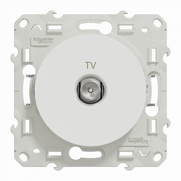 Odace - blindage TV simple - encastré - blanc RAL9003 brillant - TV : mâle IEC 9.52 mm - fixation avec griffes ou par vis - livré avec cache de protection peinture - IK04 - IP21 D - sans halogène - visuel 1