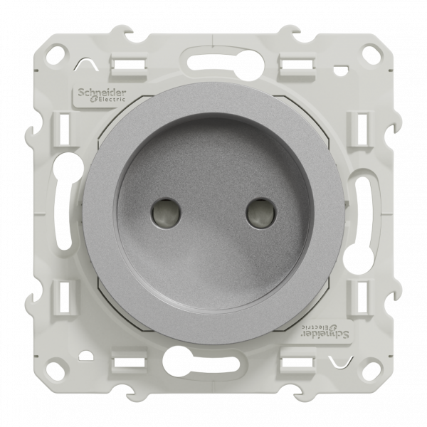 Odace - prise de courant - 2P - aluminium - fixation par vis - Raccordement : 1 x 1,5 à 2 x 4 mm² souple / rigide / multibrin - 3x2 bornes à vis - 16 A - 250VCA 50 Hz - NF - IK04 - IP21D - visuel 1