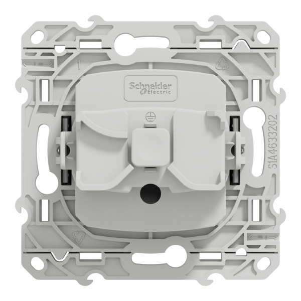 Odace - prise de courant - 2P+T - française - aluminium - fixation par vis - Raccordement : 1 x 1,5…2 x 2 -5 mm² souple | 1 x 1,5…2 x 4 mm² rigide / multibrin - 3x4 bornes automatiques - 16 A - 250VCA 50 Hz - NF - IK04 - IP21D - visuel 3