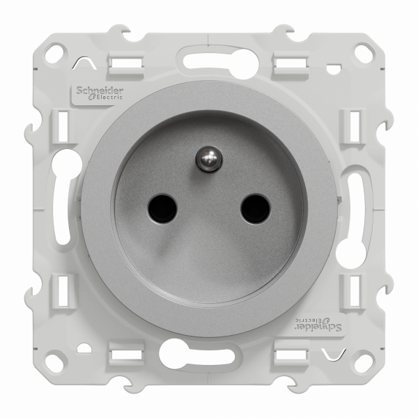 Odace - prise de courant - 2P+T - française - aluminium - fixation par vis - Raccordement : 1 x 1,5…2 x 2 -5 mm² souple | 1 x 1,5…2 x 4 mm² rigide / multibrin - 3x4 bornes automatiques - 16 A - 250VCA 50 Hz - NF - IK04 - IP21D - visuel 1