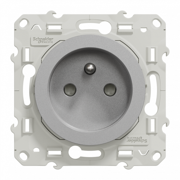 Odace - prise de courant - 2P+T - française - aluminium - fixation par vis - Raccordement : 1 x 1,5…2 x 4 mm² souple / rigide / multibrin - bornes automatiques - 16 A - 250VCA 50 Hz - NF - IK04 - IP21D - visuel 1