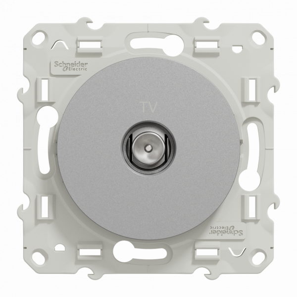 Odace - blindage TV simple - encastré - aluminium - TV : mâle IEC 9.52 mm - fixation par vis - livré avec cache de protection peinture - IK04 - IP21 D - sans halogène - visuel 1