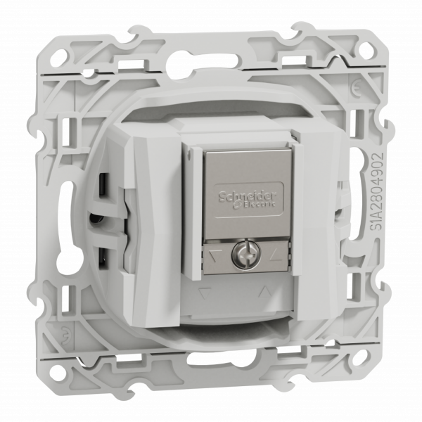 Odace - prise TV/FM/SAT - encastré - aluminium - 1 entrée - TV : mâle IEC 9.52 mm - FM : IEC femelle 9 -52 mm - SAT : F type - fixation par vis - livré avec cache de protection peinture - IK04 - IP21 D - sans halogène - visuel 2