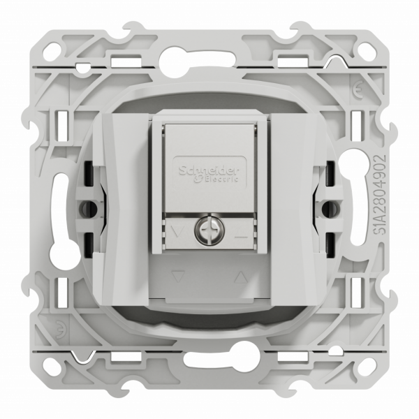 Odace - prise TV/FM/SAT - encastré - aluminium - 1 entrée - TV : mâle IEC 9.52 mm - FM : IEC femelle 9 -52 mm - SAT : F type - fixation par vis - livré avec cache de protection peinture - IK04 - IP21 D - sans halogène - visuel 3