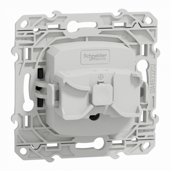 Odace - prise de courant - 2P+T - française - anthracite - fixation par vis - Raccordement : 1 x 1,5…2 x 2 -5 mm² souple | 1 x 1,5…2 x 4 mm² rigide / multibrin - bornes automatiques - 16 A - 250VCA 50 Hz - NF - IK04 - IP21D - visuel 2