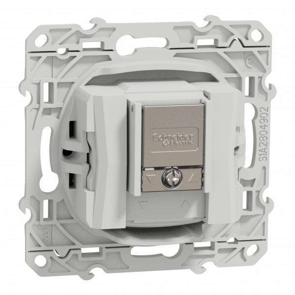 Odace - prise TV/FM - encastré - prise individuelle - anthracite - TV : mâle IEC 9.52 mm - FM : IEC femelle 9 -52 mm - fixation par vis - livré avec cache de protection peinture - IK04 - IP21 D - sans halogène - visuel 2