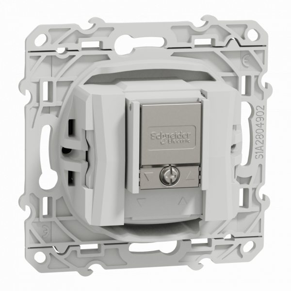 Odace - prise TV/FM/SAT - encastré - anthracite - 1 entrée - TV : mâle IEC 9.52 mm - FM : IEC femelle 9 -52 mm - SAT : F type - fixation par vis - livré avec cache de protection peinture - IK04 - IP21 D - sans halogène - visuel 2