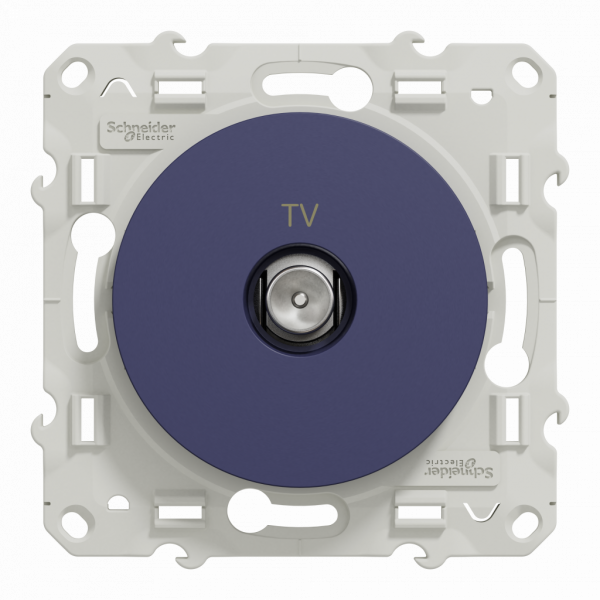 Odace - blindage TV simple - encastré - bleu cobalt - TV : mâle IEC 9.52 mm - fixation par vis - livré avec cache de protection peinture - IK04 - IP21 D - sans halogène - visuel 1