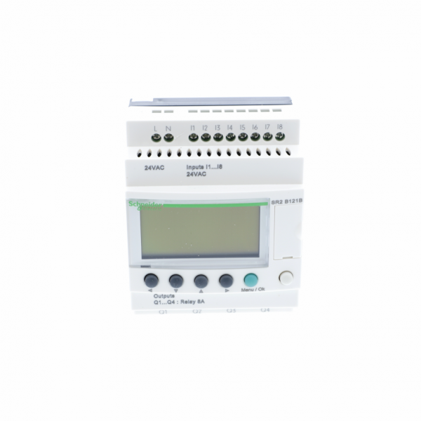 Zelio Logic - relais intelligent compact - 12 E/S 24Vca - horloge - avec affichage - temps de sauvegarde : 10 ans à 25 °C - temps de cycle : 6…90 ms - 8 entrées TOR - courant d'alimentation maximale : 145 mA (sans extension) - visuel 1