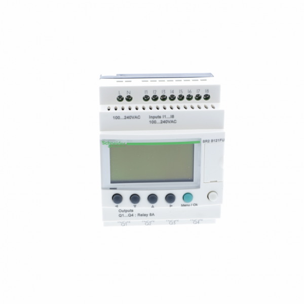Zelio Logic - relais intelligent compact - 12E/S 100..240Vca - horloge - avec affichage - IP20 (born.), IP40 (face av.) - temps de cycle : 6…90 ms - courant d'alimentation max. : 30 mA à 240 V, 80 mA à 100 V (ss extension) - visuel 1